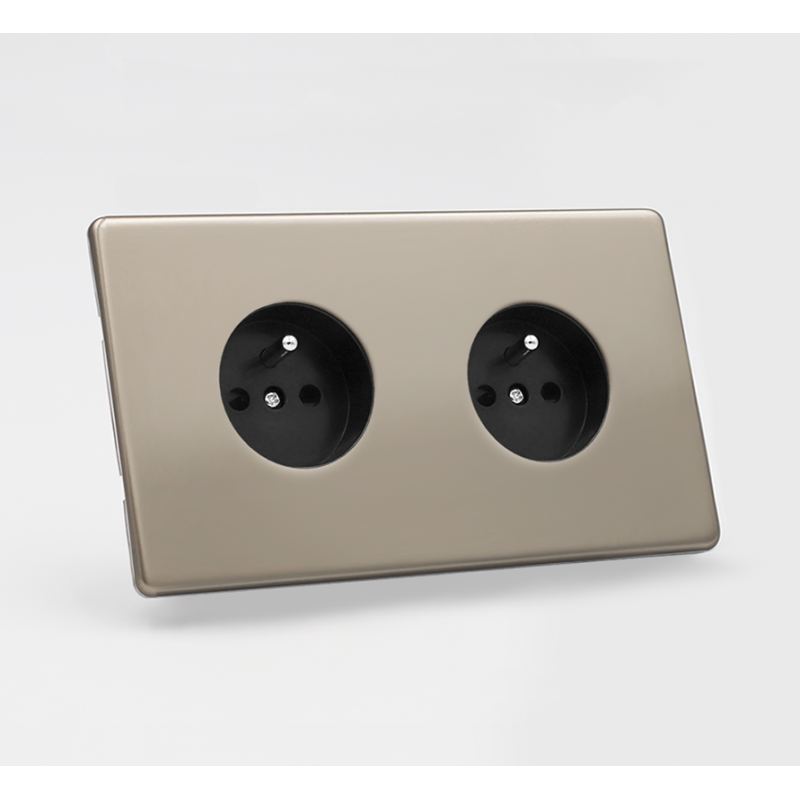 Prise de courant double - Satin