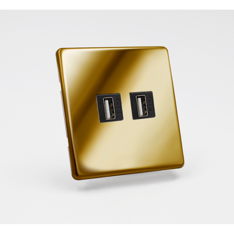 Prise USB double - Laiton Poli