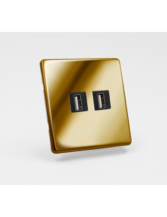 Prise USB double - Laiton Poli