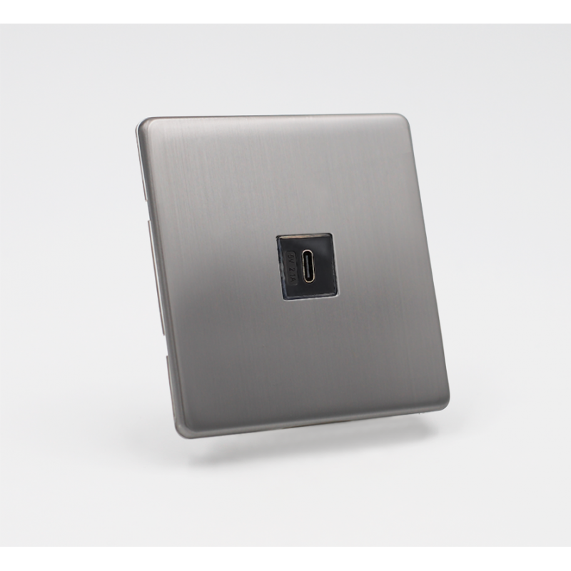 Prise USB-C simple - Acier Brossé