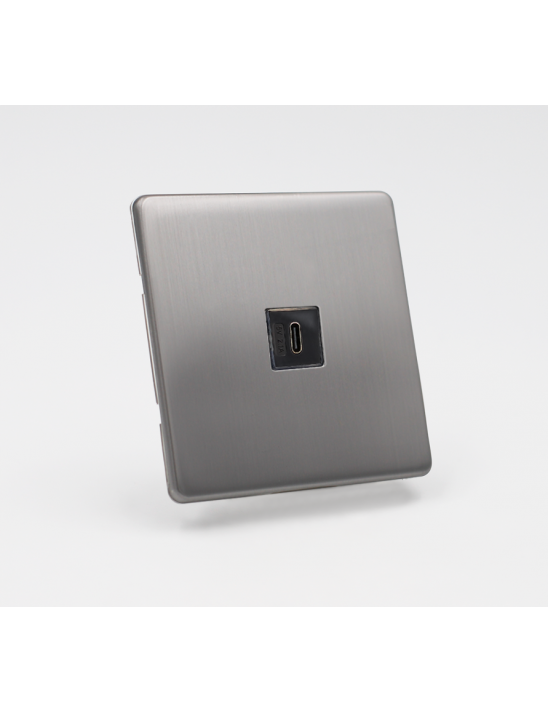 Prise USB-C simple - Acier Brossé Prise USB-C simple - Acier Brossé