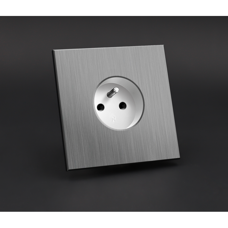 Prise de courant simple Vendôme Acier Brossé