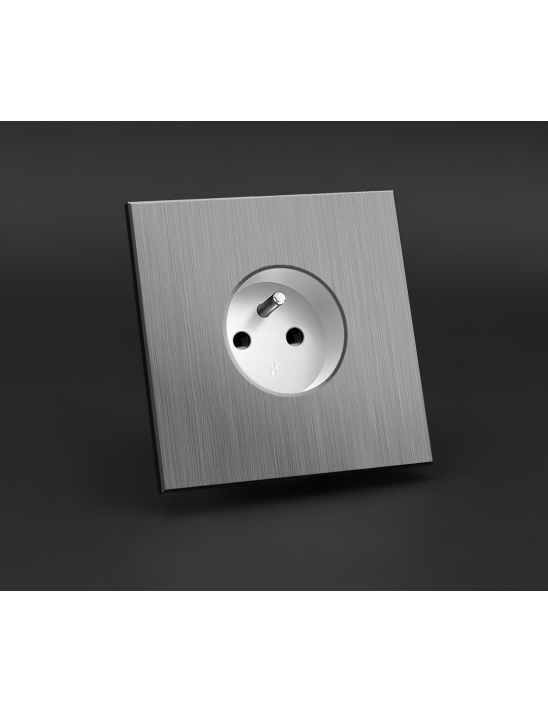 Prise de courant simple Vendôme Acier Brossé