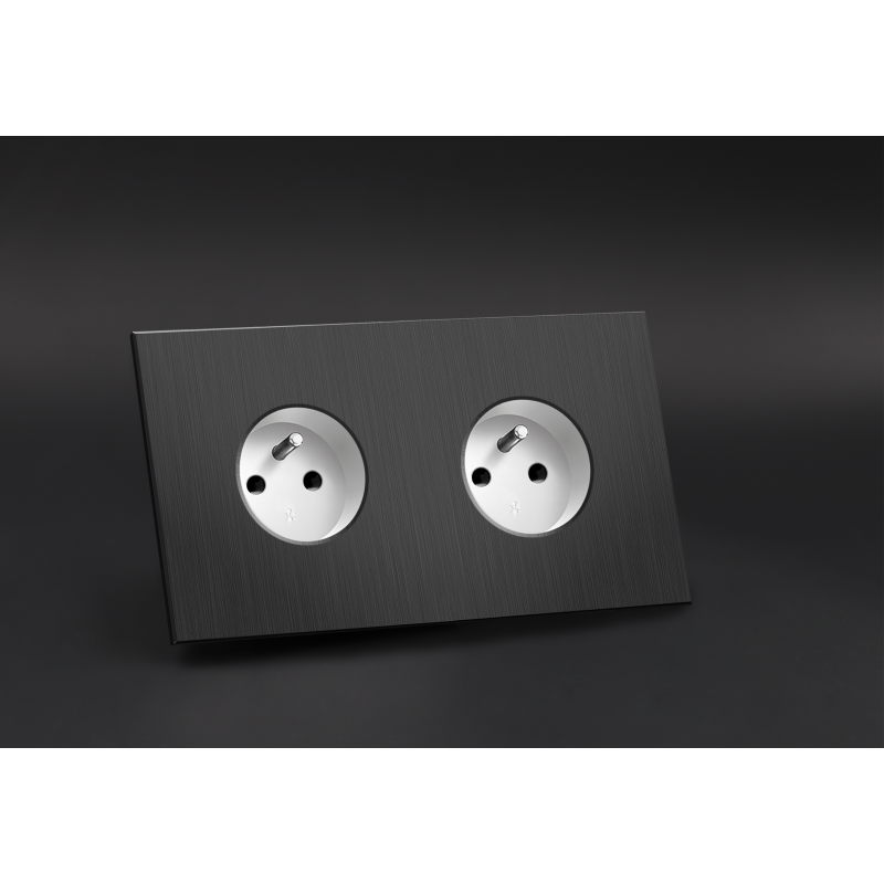 Prise de courant double Vendôme Carbone