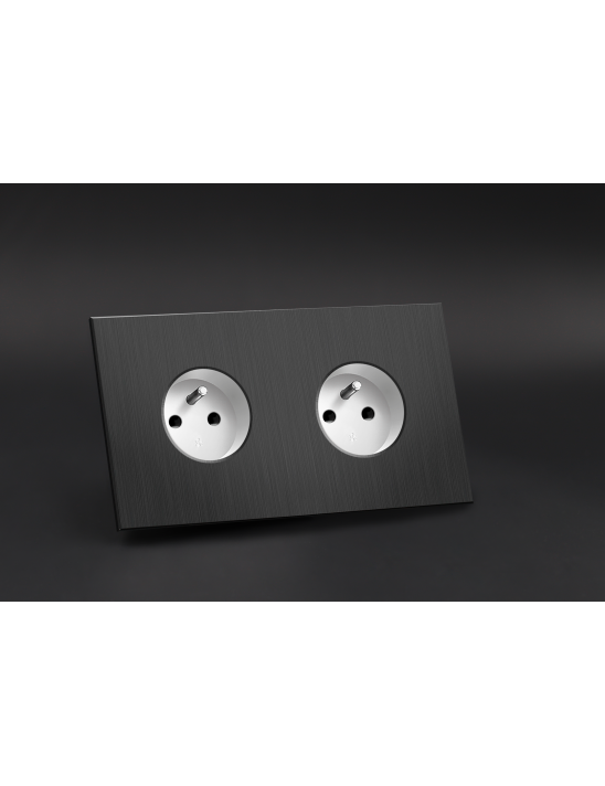 Prise de courant double Vendôme Carbone